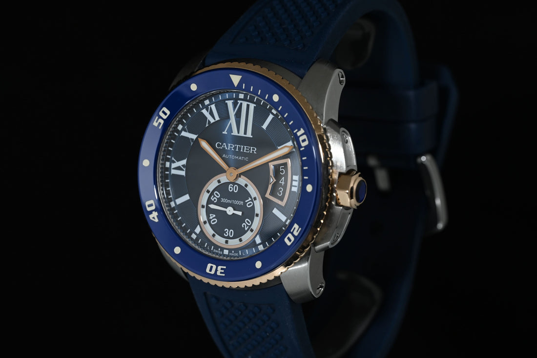 CARTIER | CALIBRE de Cartier DIVER BLU 42 mm. Acciaio e oro Rosa, Ref. W2CA0008 Scatola e Garanzia, 2019