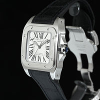 CARTIER | SANTOS 100 Automatic, misura media, acciaio, pelle Ref. 2878 Garanzia Cartier, 2006
