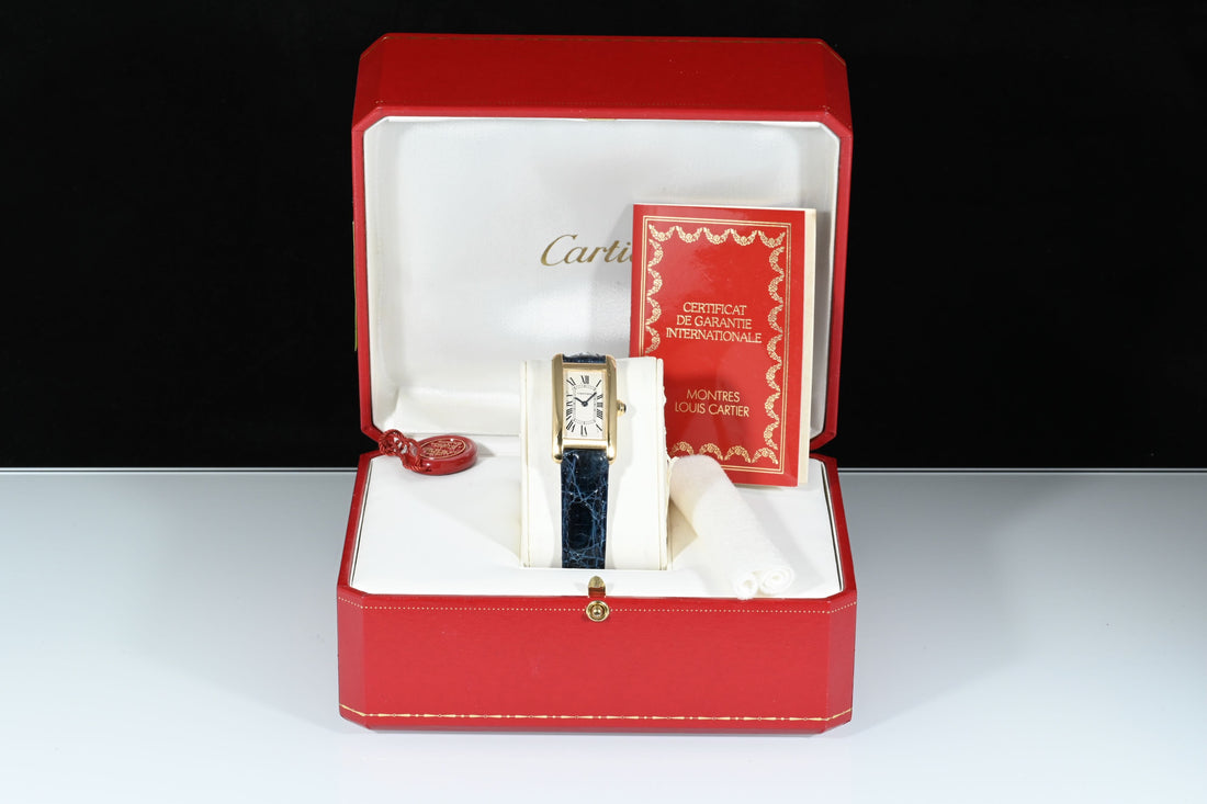 CARTIER | Tank Americaine 18 Kt Yellow Gold. Ref 1710 Cartier Box and Paper, 1996