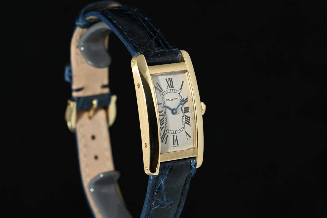 CARTIER | Tank Americaine 18 Kt Yellow Gold. Ref 1710 Cartier Box and Paper, 1996