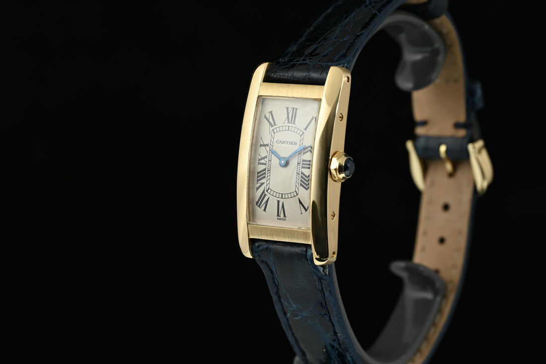 CARTIER | Tank Americaine 18 Kt Yellow Gold. Ref 1710 Cartier Box and Paper, 1996