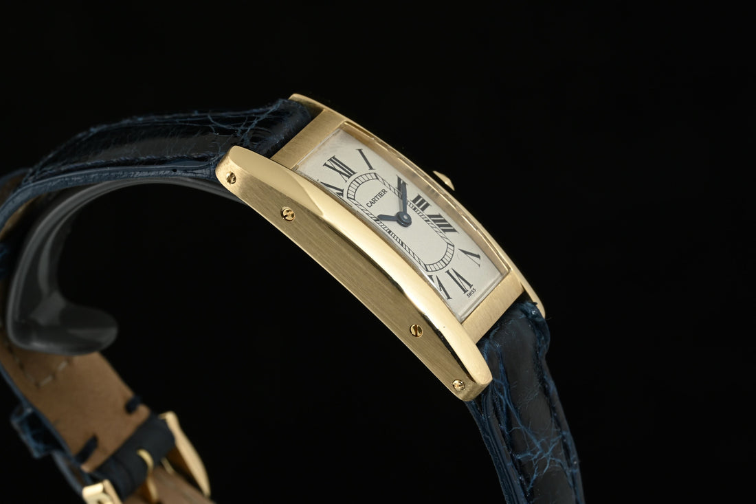 CARTIER | Tank Americaine 18 Kt Yellow Gold. Ref 1710 Cartier Box and Paper, 1996