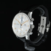 IWC | Portuguese Chronograph Portugieser, 41 mm., Steel, Ref. IW371604 Box and Paper IWC Dec. 2024 Silver dial