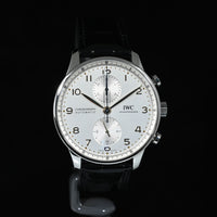 IWC | Portuguese Chronograph Portugieser, 41 mm., Steel, Ref. IW371604 Box and Paper IWC Dec. 2024 Silver dial