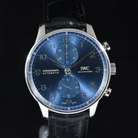 IWC | Portoghese Chronograph Portugieser, 41 mm., Acciaio, Ref. IW371606 Scatola e Garanzia IWC 2021 Blu dial