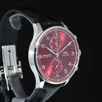 IWC | Portoghese Chronograph Portugieser, 41 mm., Acciaio, Ref. IW371616 Scatola e Garanzia IWC 2020 Bordeaux dial