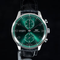 IWC | Portoghese Chronograph Portugieser, 41 mm., Acciaio, Ref. IW371615 Scatola e Garanzia IWC 2020 green dial