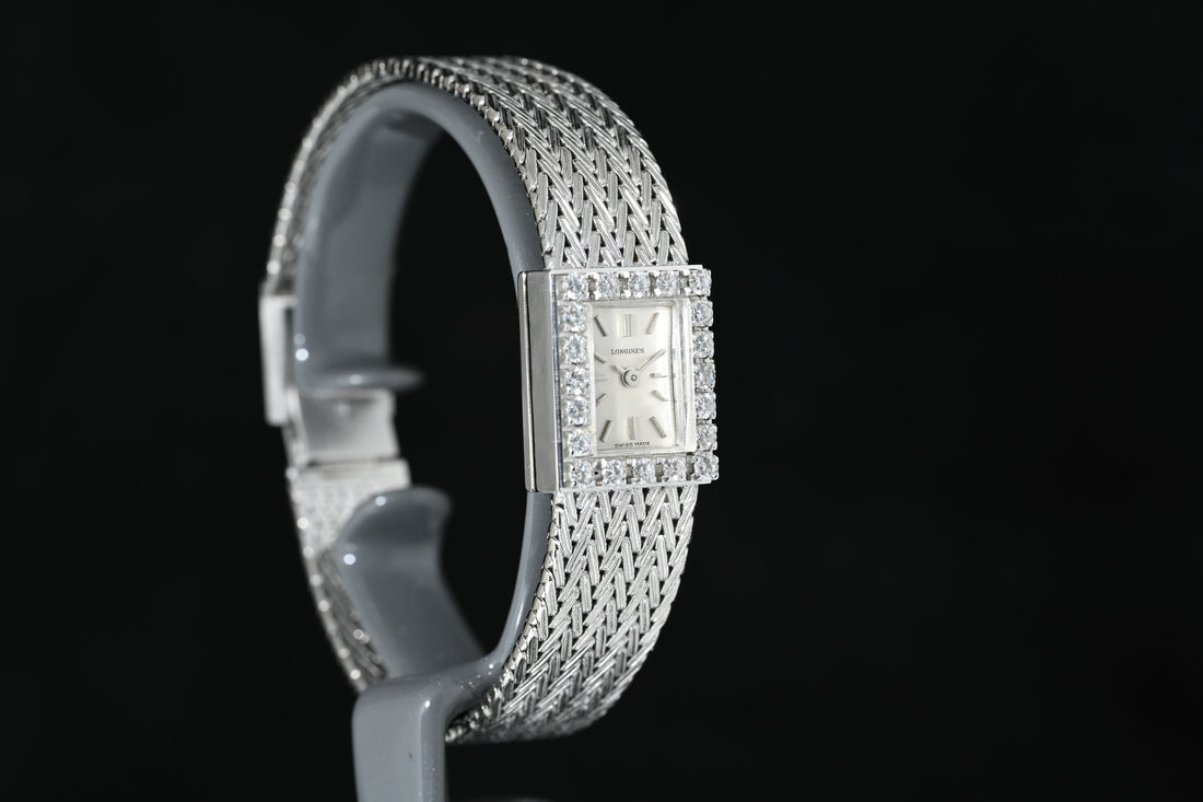 LONGINES | Orologio gioiello in oro bianco e diamanti, Carica manuale, Anni &