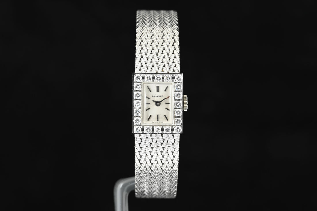 LONGINES | Orologio gioiello in oro bianco e diamanti, Carica manuale, Anni &
