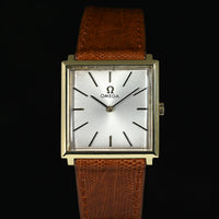 Omega Manual Winding Watch 1960s Yellow Gold Square Case