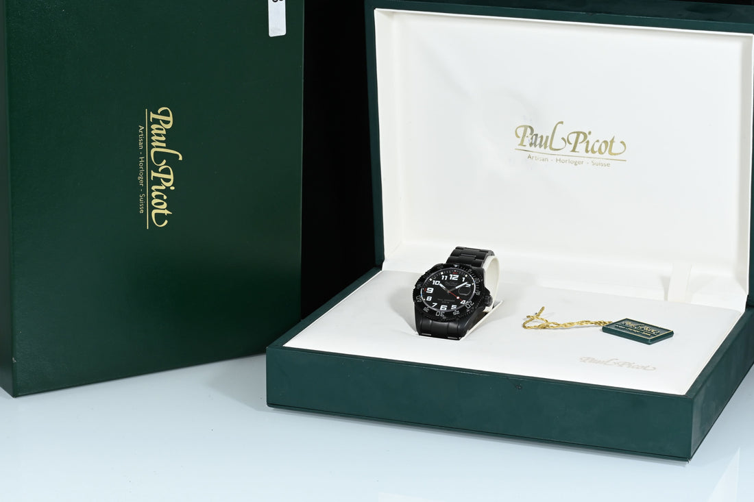 Paul Picot | Paul Mariner III Ref. 4351 SG Paul Picot box, 1910s Steel Black PVD, 42 mm.