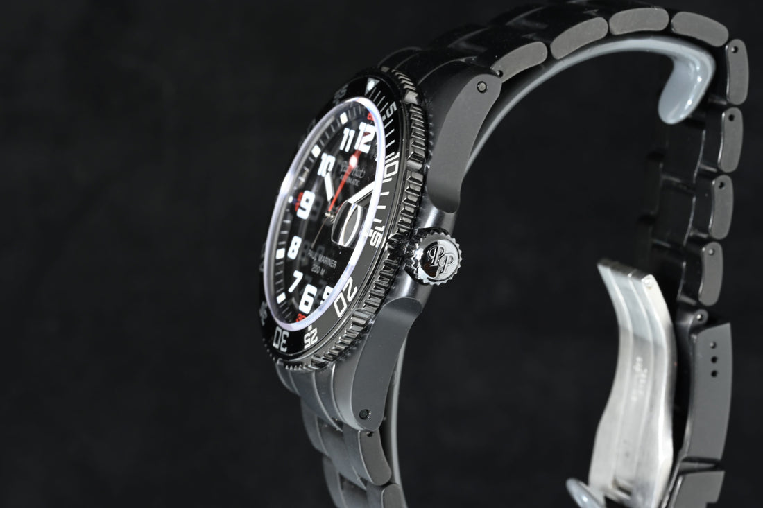 Paul Picot | Paul Mariner III Ref. 4351 SG Paul Picot box, 1910s Steel Black PVD, 42 mm.