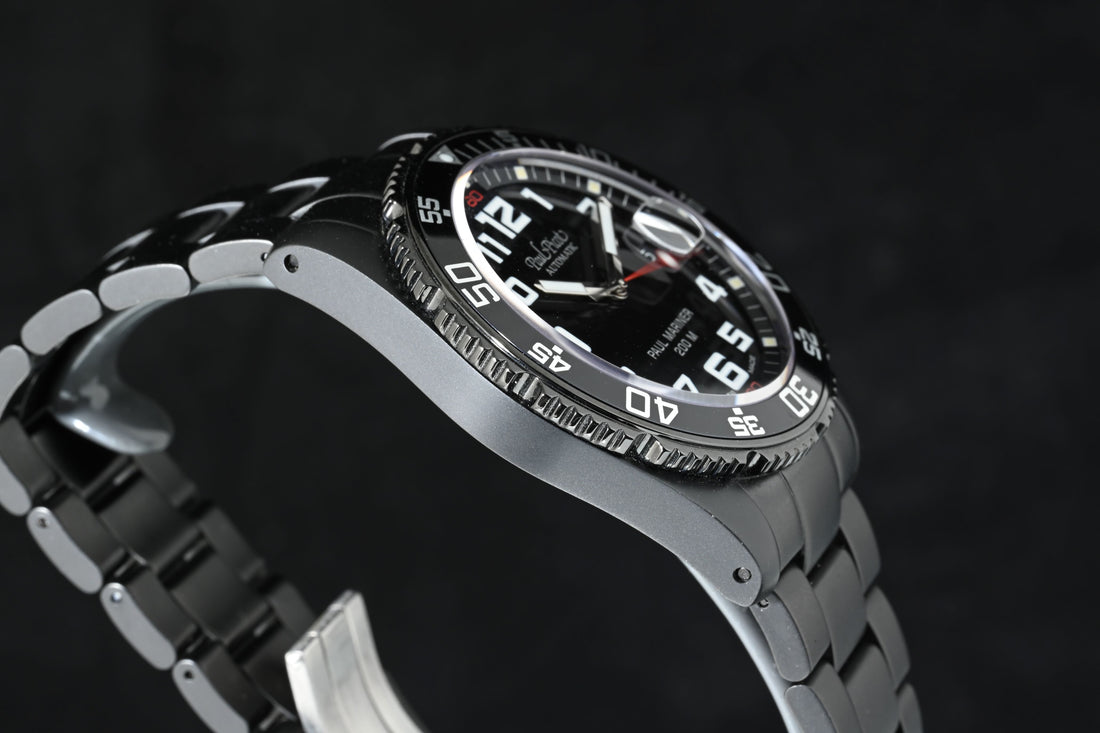 Paul Picot | Paul Mariner III Ref. 4351 SG Paul Picot box, 1910s Steel Black PVD, 42 mm.