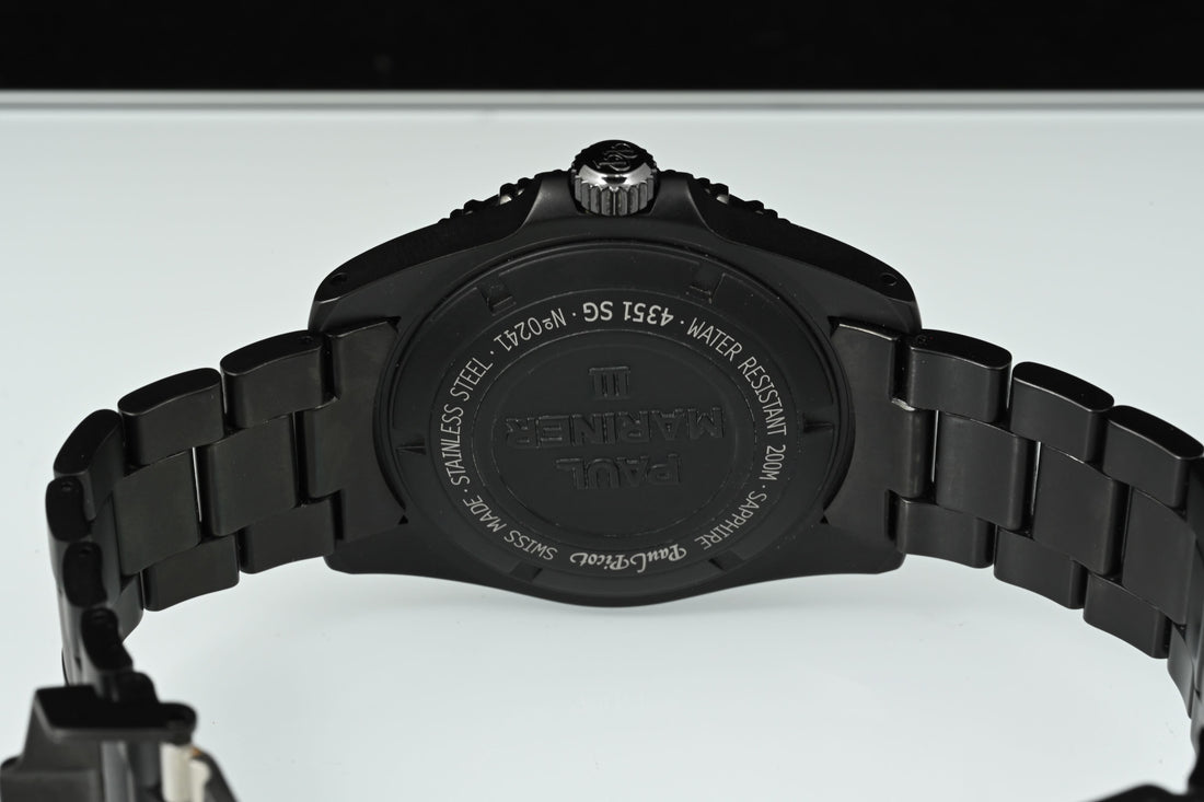 Paul Picot | Paul Mariner III Ref. 4351 SG Paul Picot box, 1910s Steel Black PVD, 42 mm.