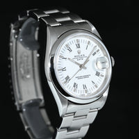Rolex | Oyster Perpetual Date Ref. 15200 , 34 mm, acciaio, quadrante bianco/Romani