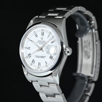Rolex | Oyster Perpetual Date Ref. 15200 , 34 mm, acciaio, quadrante bianco/Romani