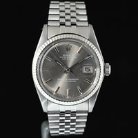 ROLEX | Oyster Perpetual DATEJUST 36 mm. Ref. 1601 Steel/White gold bezel | Year 1976 Grey dial