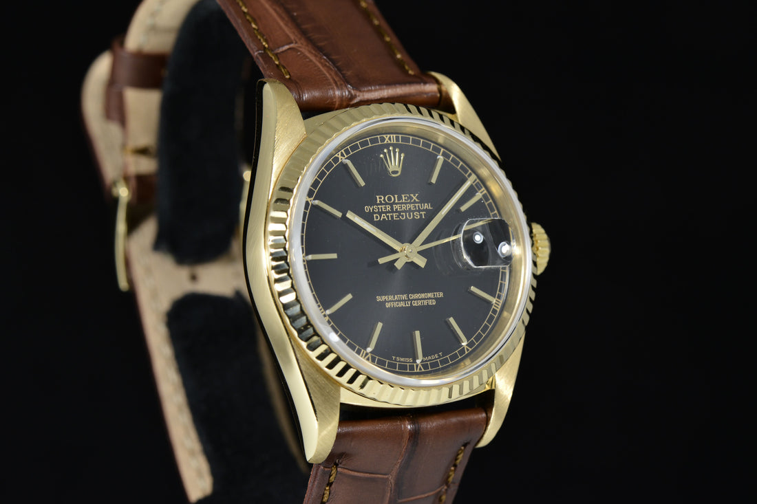 ROLEX | Oyster Perpetual DATEJUST Ref. 16238 - Yellow Gold / Leather - 36 mm