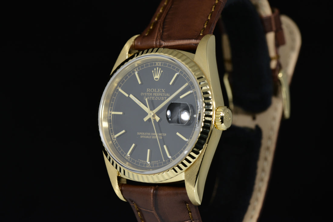 ROLEX | Oyster Perpetual DATEJUST Ref. 16238 - Yellow Gold / Leather - 36 mm