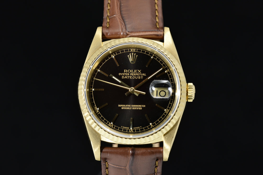 ROLEX | Oyster Perpetual DATEJUST Ref. 16238 - Yellow Gold / Leather - 36 mm