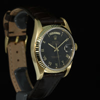 Rolex | Oyster Perpetual Day-Date Ref. 18038 Black dial Oro giallo 18 Kt. Scatola Rolex 1979
