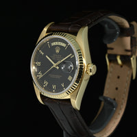 Rolex | Oyster Perpetual Day-Date Ref. 18038 Black dial Oro giallo 18 Kt. Scatola Rolex 1979