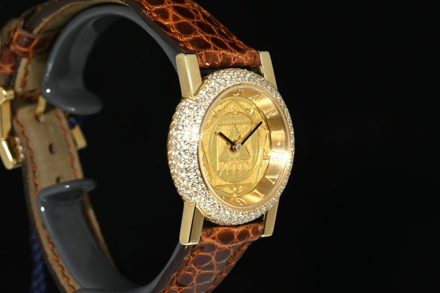BULGARI | Anfiteatro III Millenium 18 Kt. Yellow Gold and Diamonds | 26 mm. Lady Quartz - Limited Edition BVLGARI