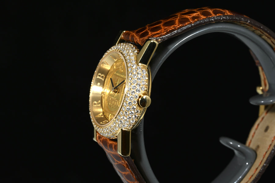 BULGARI | Anfiteatro III Millenium 18 Kt. Yellow Gold and Diamonds | 26 mm. Lady Quartz - Limited Edition BVLGARI