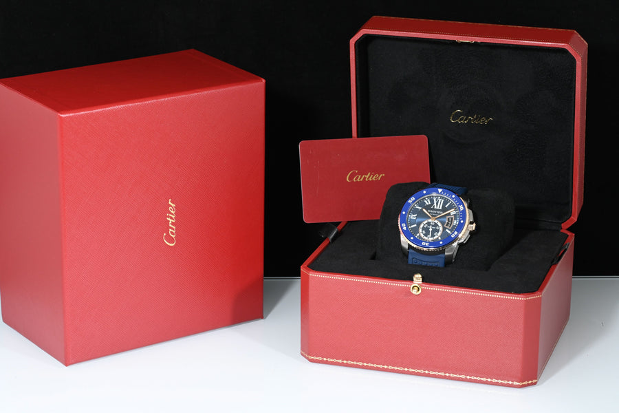CARTIER | CALIBRE de Cartier DIVER BLU 42 mm. Acciaio e oro Rosa, Ref. W2CA0008 Scatola e Garanzia, 2019