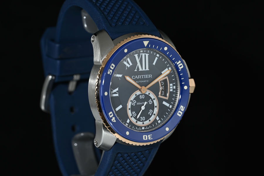 CARTIER | CALIBRE de Cartier DIVER BLU 42 mm. Acciaio e oro Rosa, Ref. W2CA0008 Scatola e Garanzia, 2019