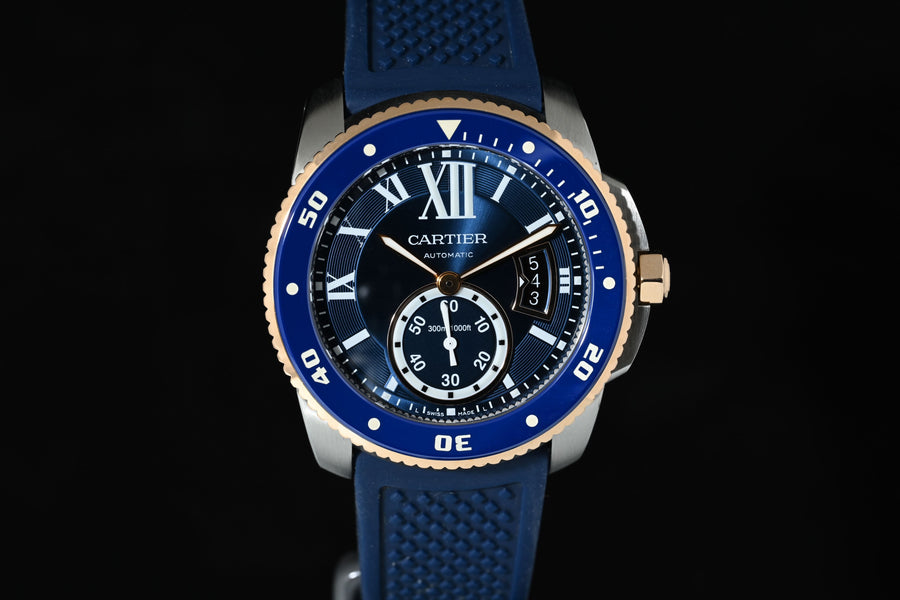 CARTIER | CALIBRE de Cartier DIVER BLU 42 mm. Acciaio e oro Rosa, Ref. W2CA0008 Scatola e Garanzia, 2019