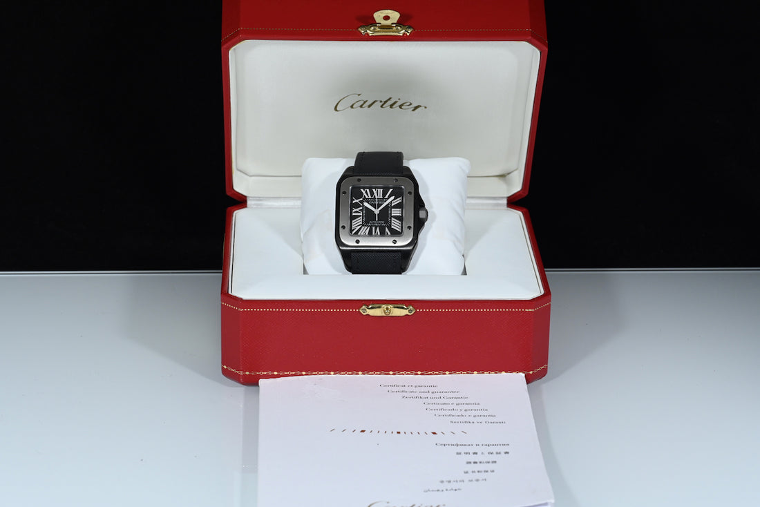 CARTIER | SANTOS 100 XL Black PVD Automatic Box and Cartier Warranty, 2010 Ref. W020010 / 2656