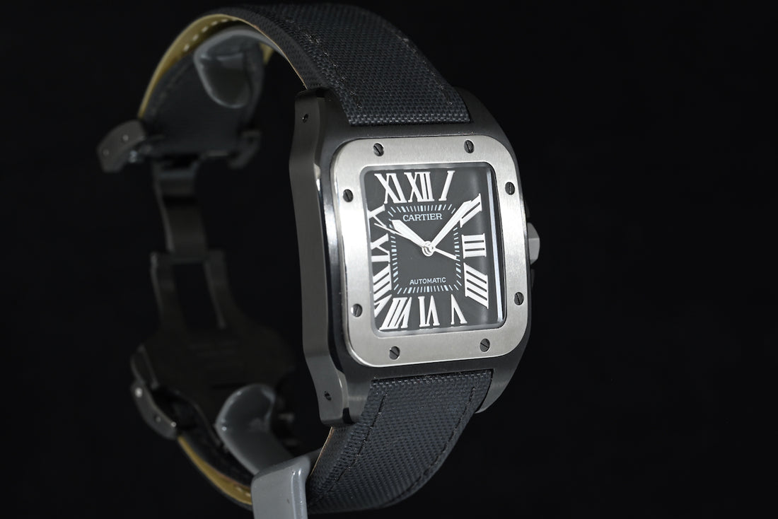 CARTIER | SANTOS 100 XL Black PVD Automatic Box and Cartier Warranty, 2010 Ref. W020010 / 2656