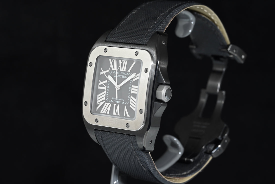 CARTIER | SANTOS 100 XL Black PVD Automatic Box and Cartier Warranty, 2010 Ref. W020010 / 2656