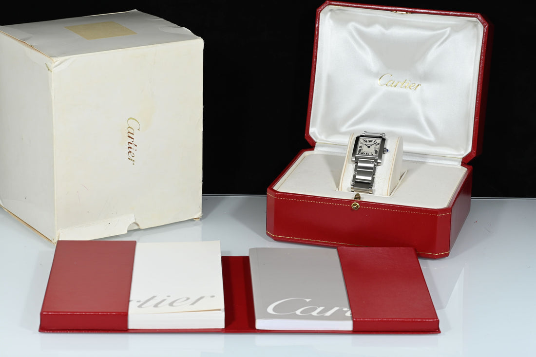 CARTIER | TANK FRANCAISE Quarzo Ref. 2465 Scatola e Garanzia Cartier, 2001 Acciaio