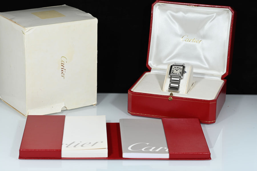 CARTIER | TANK FRANCAISE Quarzo Ref. 2465 Scatola e Garanzia Cartier, 2001 Acciaio