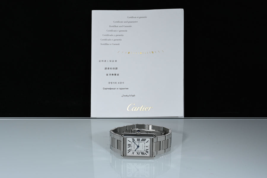 CARTIER | TANK SOLO XL Steel, Automatic Ref. W5200028 Cartier Warranty, 2017