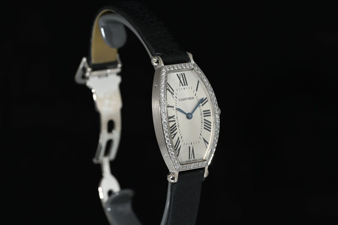 CARTIER | TONNEAU Mécanique Lady, White gold and diamonds Ref. WE400131 Cartier box and papers, 2010