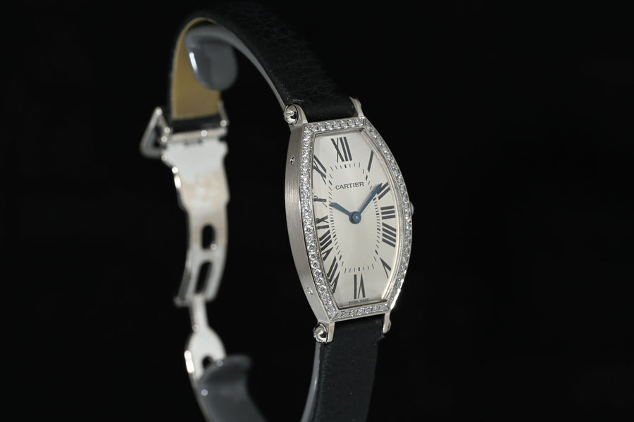 CARTIER | TONNEAU Mécanique Lady, White gold and diamonds Ref. WE400131 Cartier box and papers, 2010
