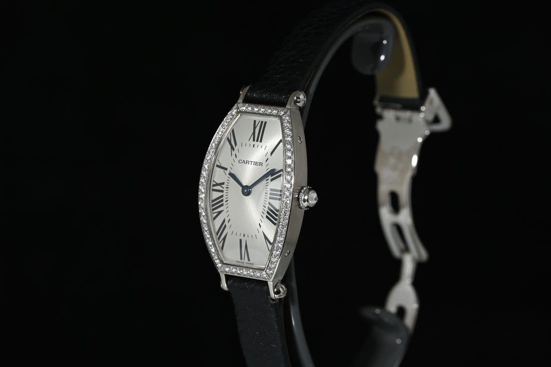 CARTIER | TONNEAU Mécanique Lady, White gold and diamonds Ref. WE400131 Cartier box and papers, 2010