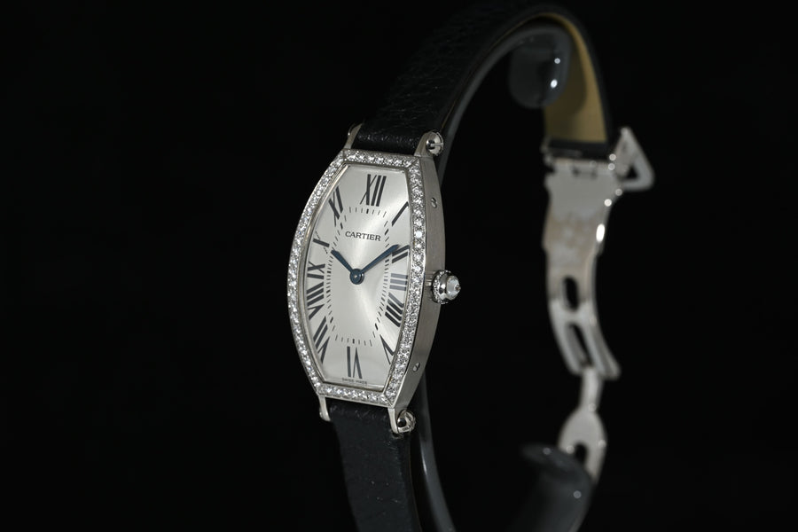 CARTIER | TONNEAU Mécanique Lady, White gold and diamonds Ref. WE400131 Cartier box and papers, 2010
