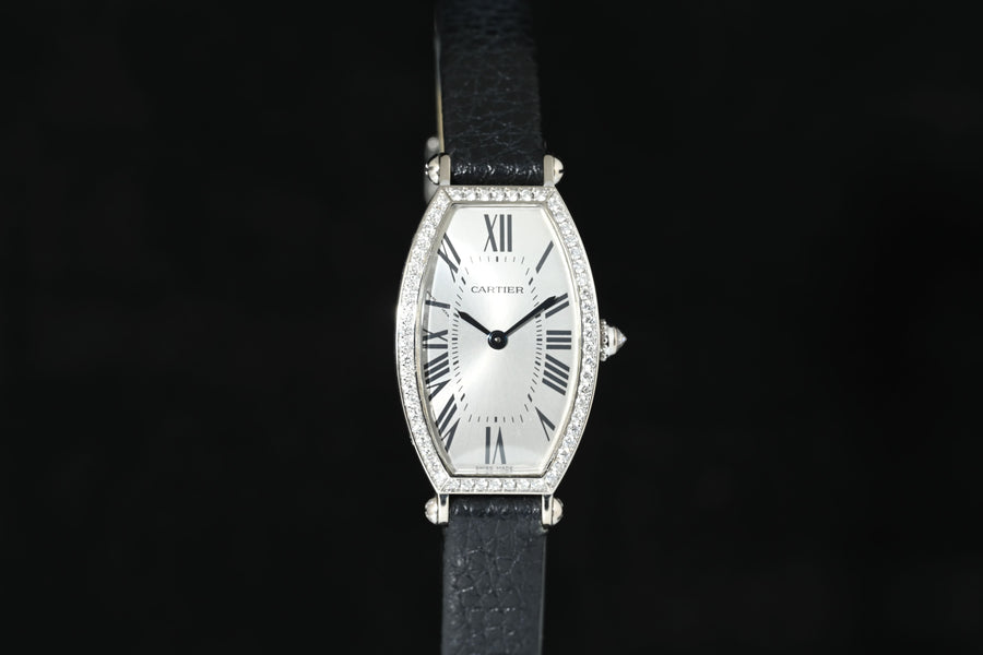 CARTIER | TONNEAU Mécanique Lady, White gold and diamonds Ref. WE400131 Cartier box and papers, 2010