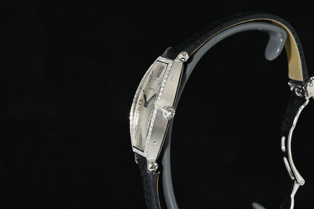 CARTIER | TONNEAU Mécanique Lady, White gold and diamonds Ref. WE400131 Cartier box and papers, 2010