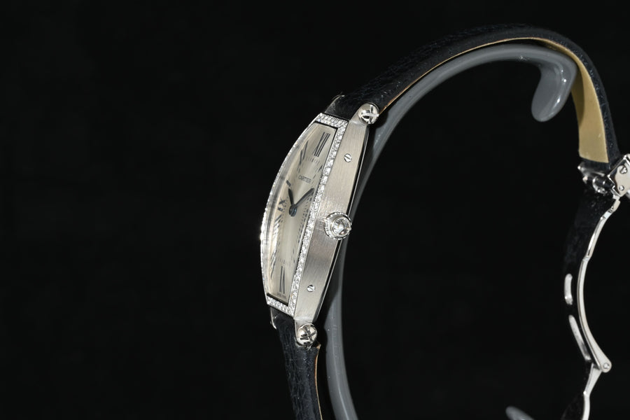 CARTIER | TONNEAU Mécanique Lady, White gold and diamonds Ref. WE400131 Cartier box and papers, 2010