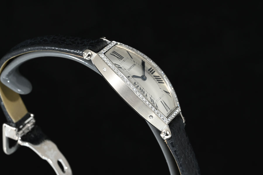 CARTIER | TONNEAU Mécanique Lady, White gold and diamonds Ref. WE400131 Cartier box and papers, 2010