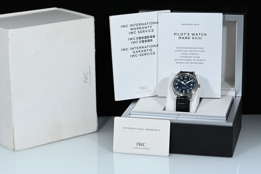 IWC | PILOT’S WATCH MARK XVIII, Edition 'Le Petit Prince', 40 mm. Ref. IW327004 Scatola e Garanzia IWC, 2017