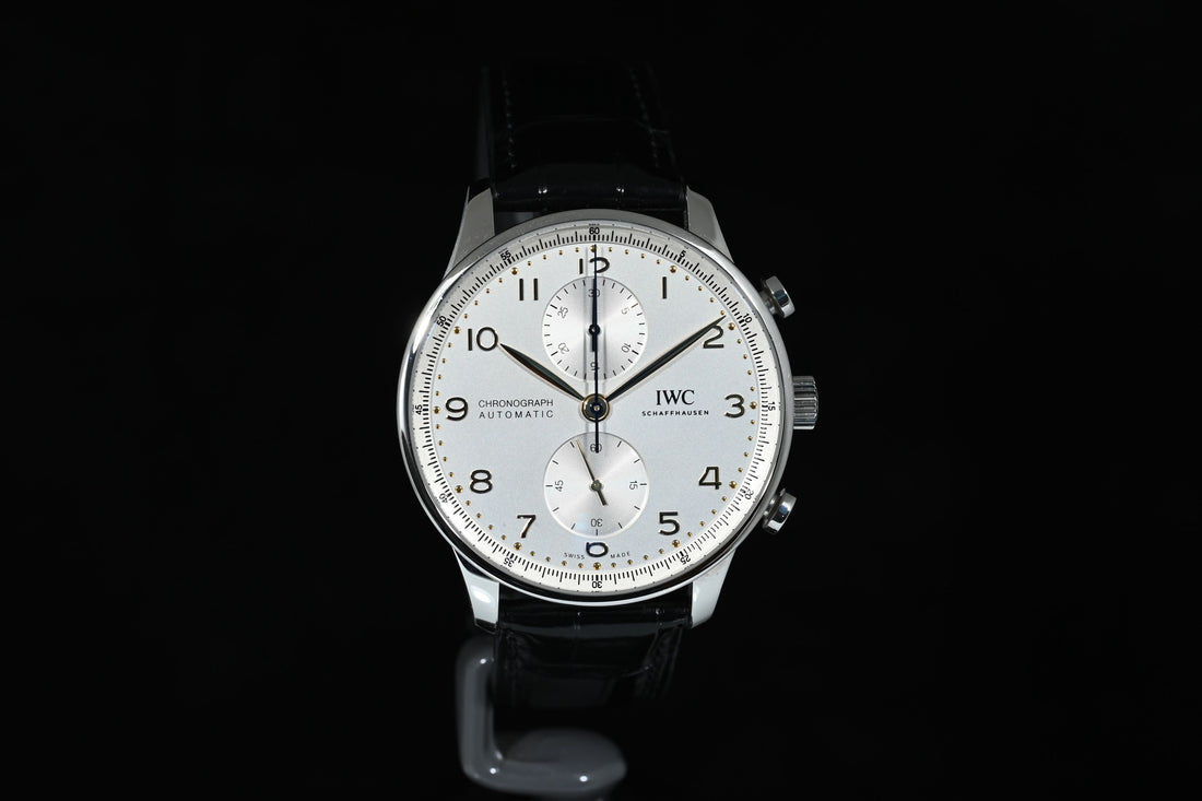 IWC | Portuguese Chronograph Portugieser, 41 mm., Steel, Ref. IW371604 Box and Paper IWC Dec. 2024 Silver dial