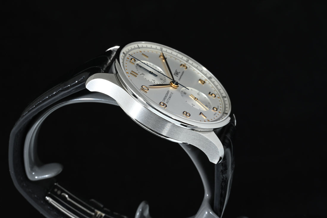 IWC | Portuguese Chronograph Portugieser, 41 mm., Steel, Ref. IW371604 Box and Paper IWC Dec. 2024 Silver dial
