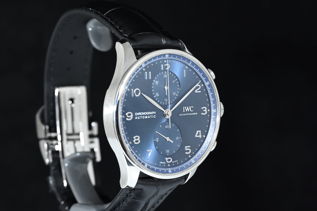 IWC | Portoghese Chronograph Portugieser, 41 mm., Acciaio, Ref. IW371606 Scatola e Garanzia IWC 2021 Blu dial
