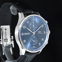 IWC | Portoghese Chronograph Portugieser, 41 mm., Acciaio, Ref. IW371606 Scatola e Garanzia IWC 2021 Blu dial